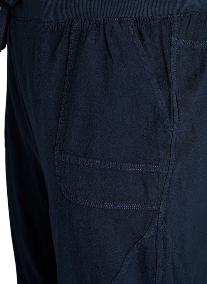 Capribyxor i bomull, Bl&aring;, Packshot image number 2