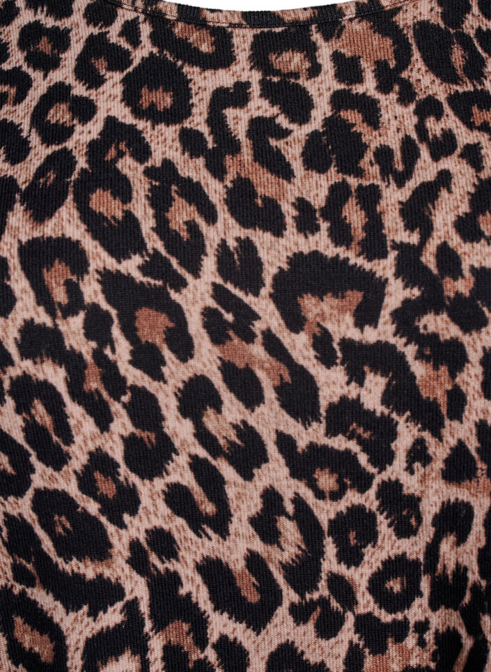 Leopardmönstrad blus med långa ärmar, Brun, Packshot image number 2