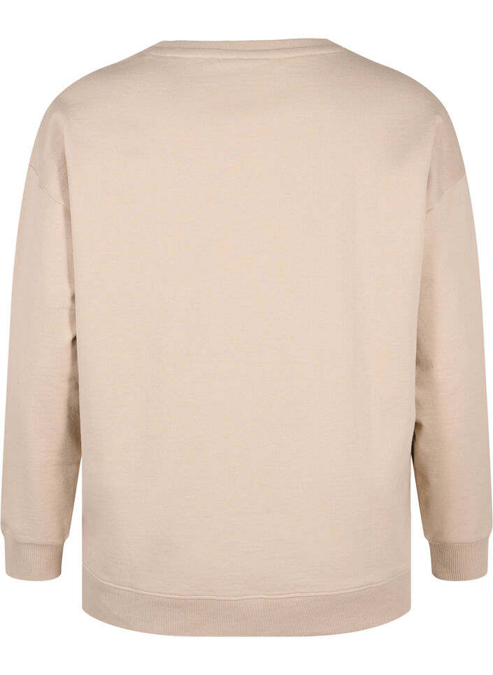 Sweatshirt med rund halsringning, Simply Taupe, Packshot image number 1