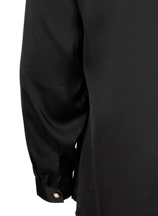 Långärmad blus med feminina knappar, Black, Packshot image number 3