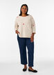 Stickad blus med hj&auml;rtan och 3/4-&auml;rmar, Beige, Model image number 1