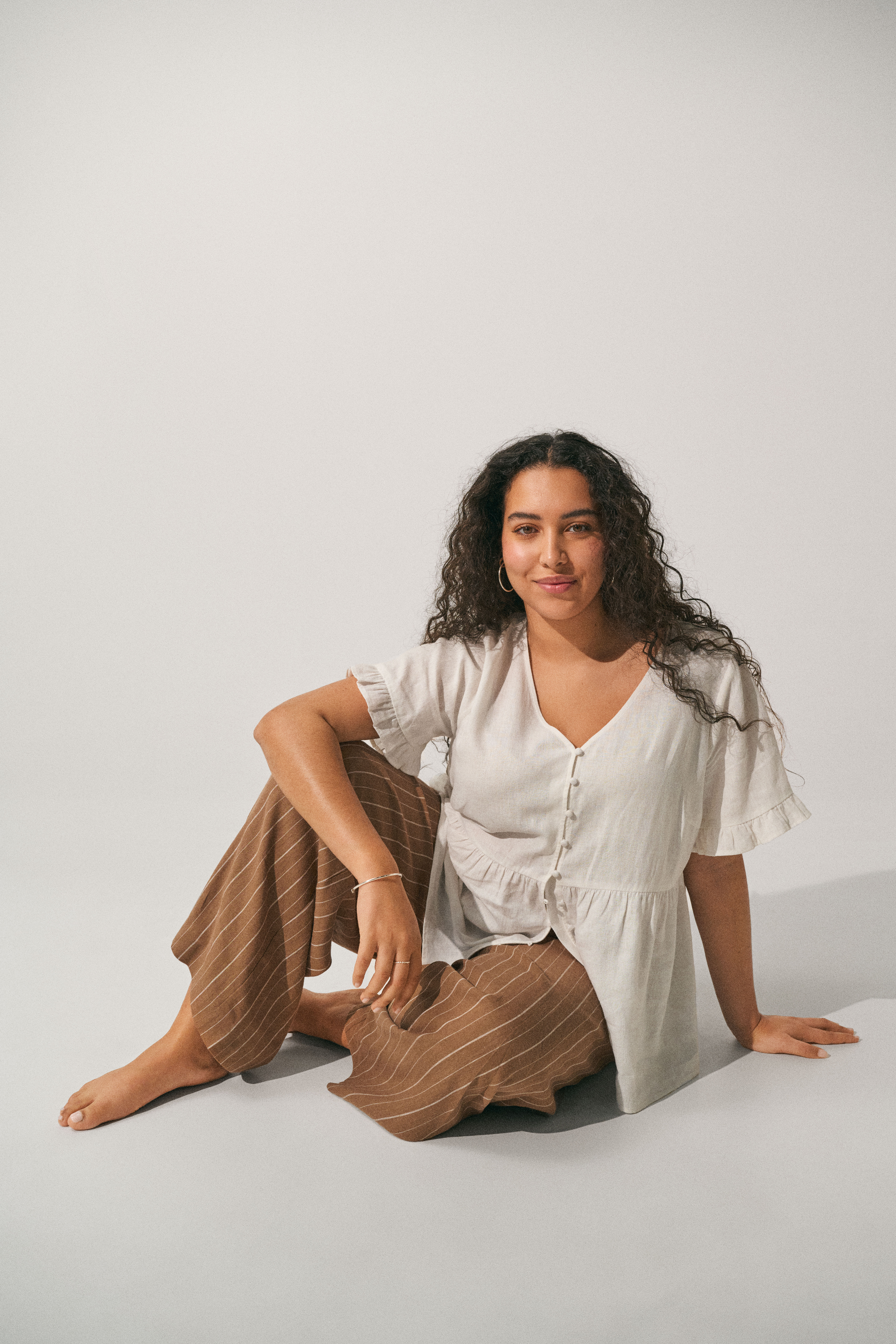 Zizzi Outfit i linne och viskos, , Model