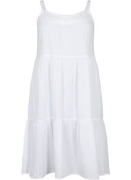 Enfärgad klänning i bomull, Bright White
