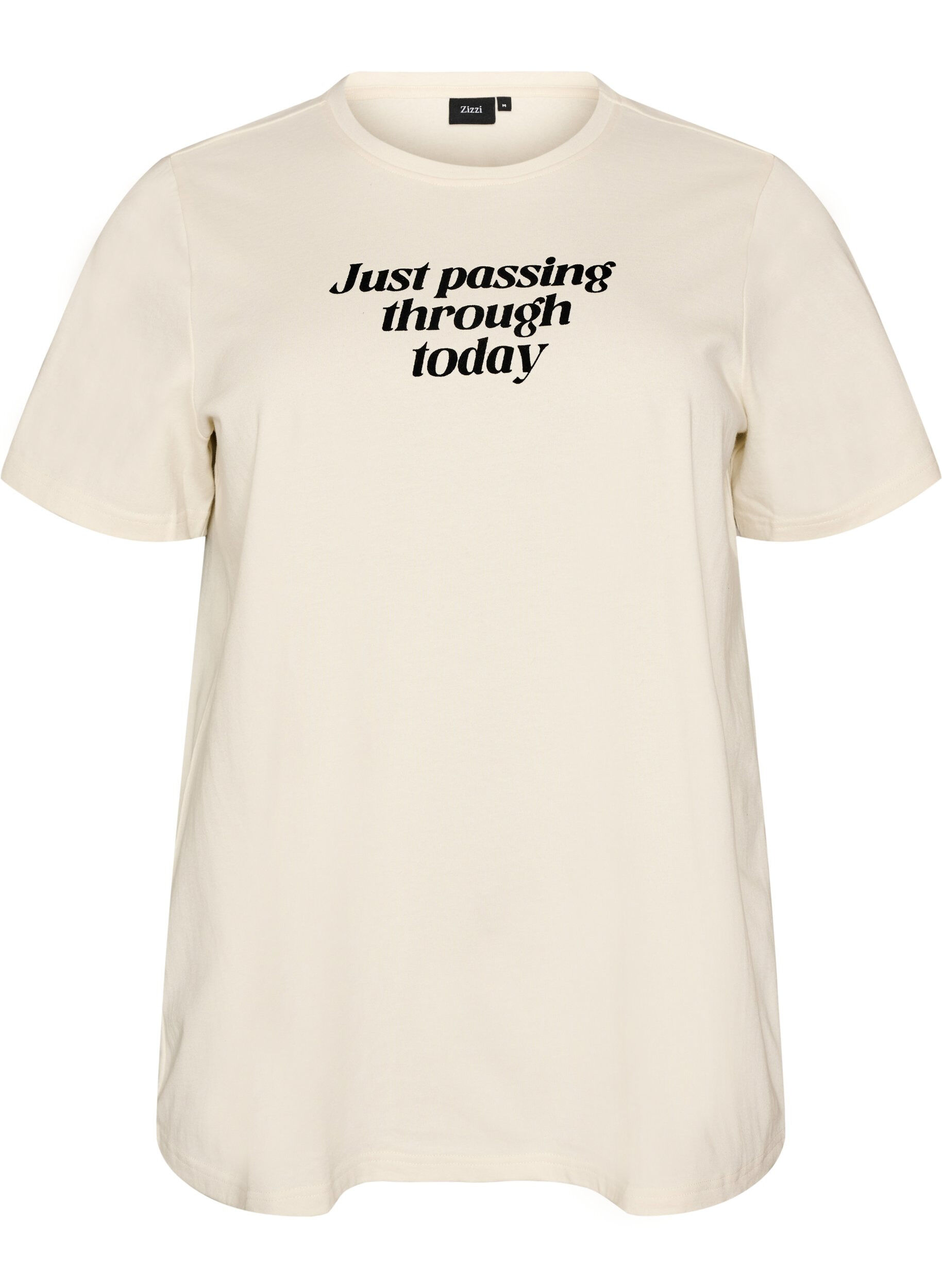 ZizziT-shirt i bomull med texttryck, Vit, Packshot image number 0