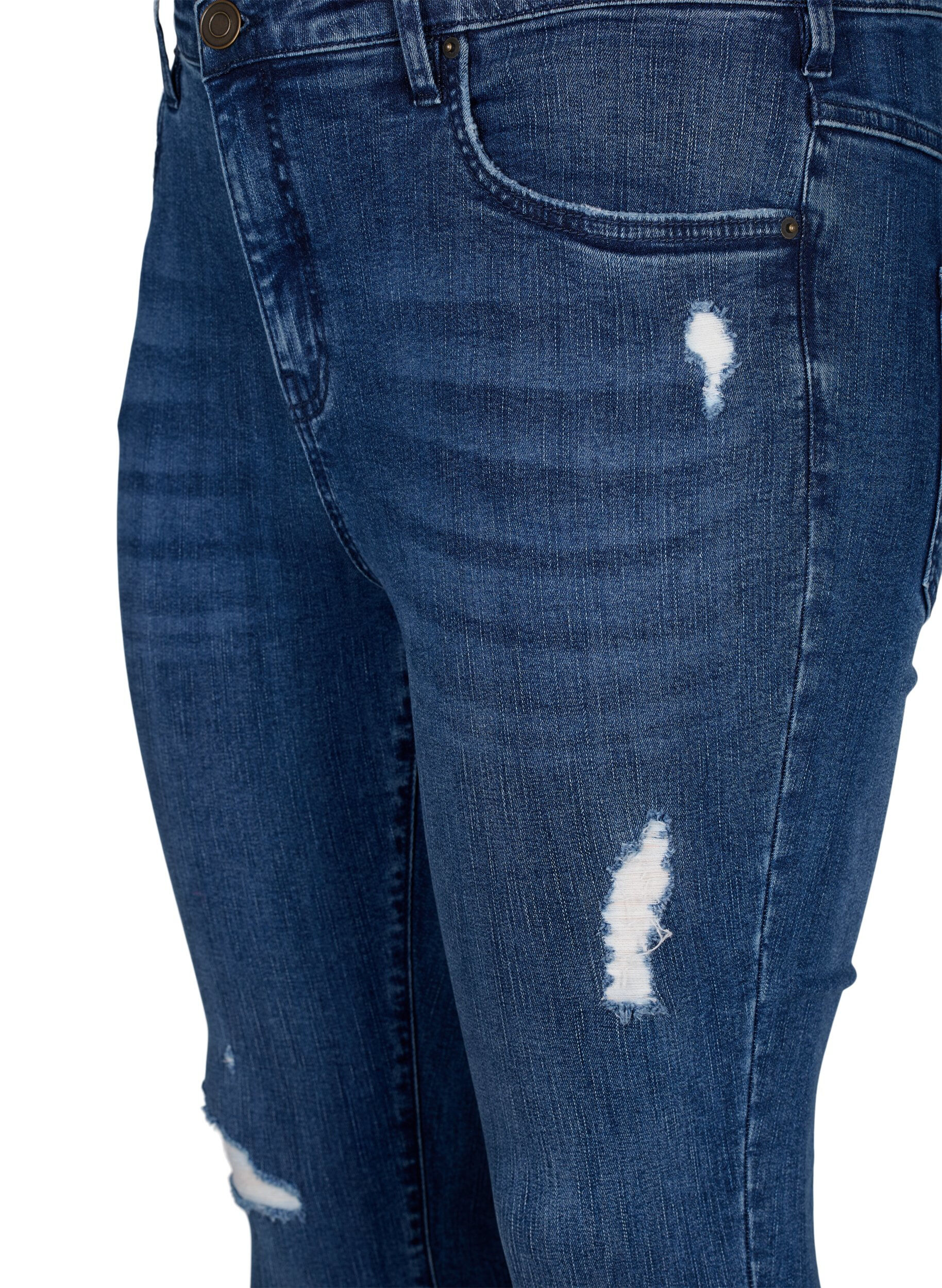 Zizzi Amy jeans i super slim-model med n&ouml;tta detaljer, Blue Denim, Packshot image number 2