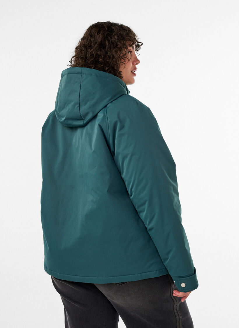 Vadderad parkas med avtagbar huva, Gr&ouml;n, Model image number 2