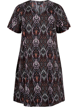 FLASH - V-ringad klänning med blommigt tryck, Black Rose Ethnic, Packshot image number 0