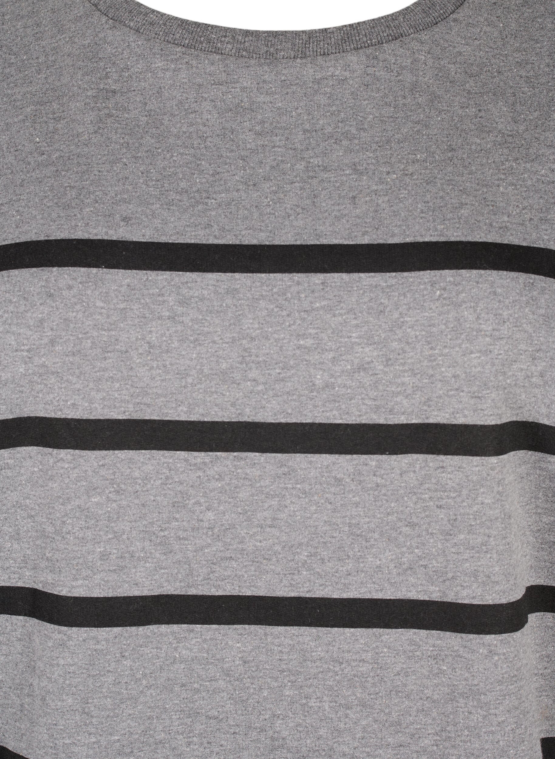 Zizzi Sweatshirt med r&auml;nder, MGM w. Black Stripe, Packshot image number 2