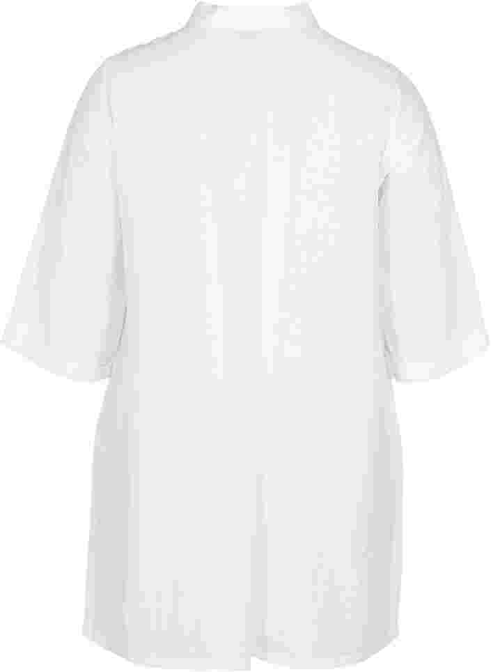 Lång skjorta med 3/4-ärmar, Bright White, Packshot image number 1