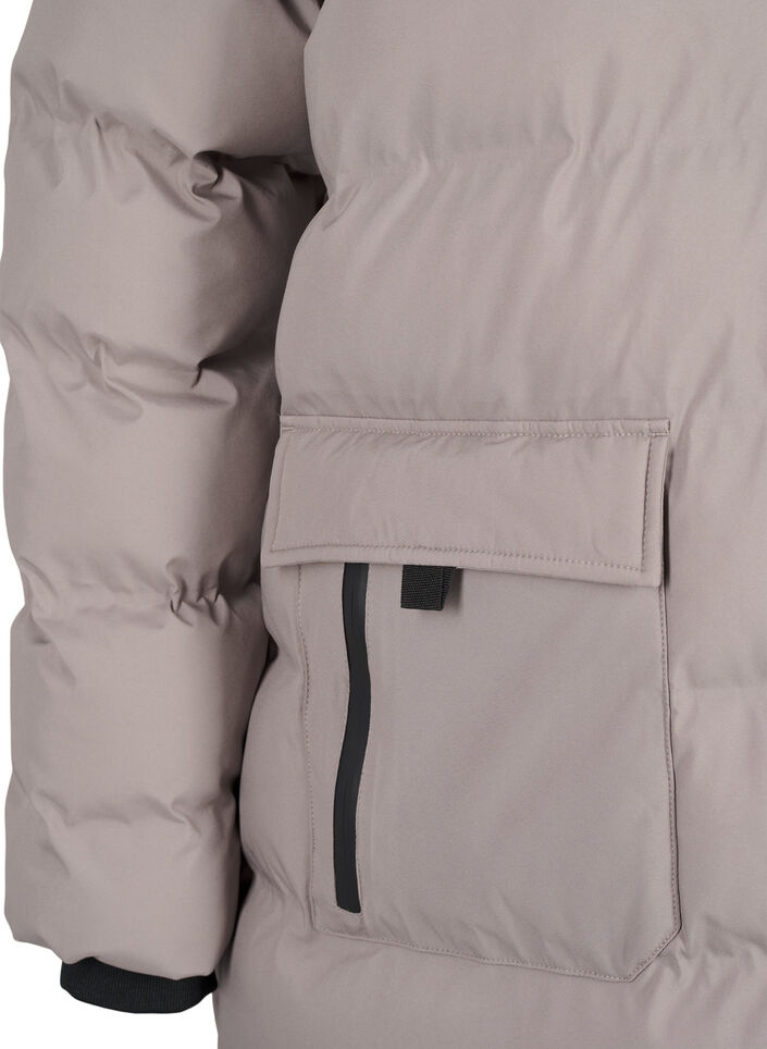 Pufferkappa med huva och fickor, Beige, Packshot image number 3