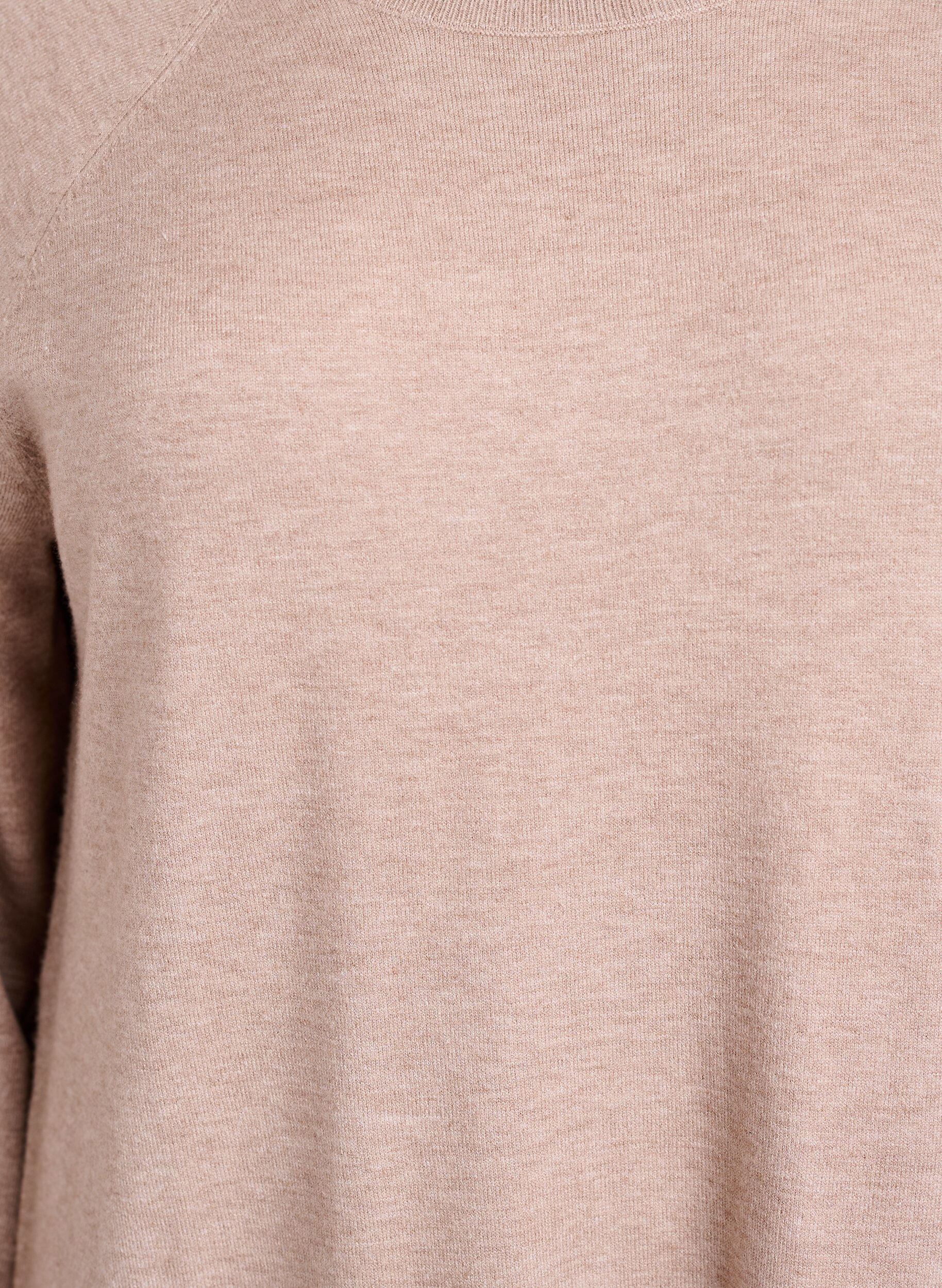 Zizzi Kort stickad kl&auml;nning med raglan&auml;rmar, Beige, Packshot image number 2