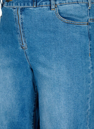 Croppade jeans med vida ben, Blue denim, Packshot image number 2