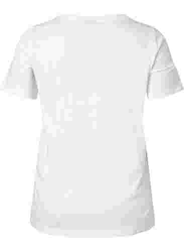 T-shirt i bomull med rund hals och tryck, Bright White W. Love, Packshot image number 1