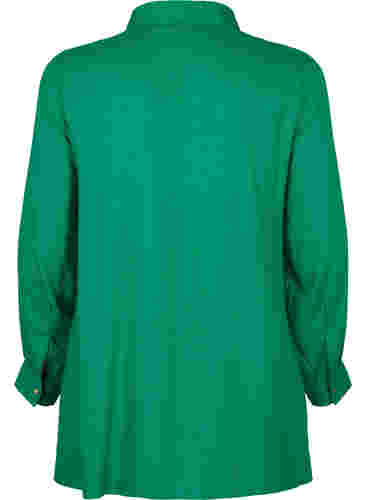 Långärmad blus i viskos med skjortkrage, Jolly Green, Packshot image number 1