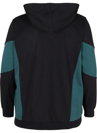 Sweatshirt med fickor och huva, Black, Packshot image number 1
