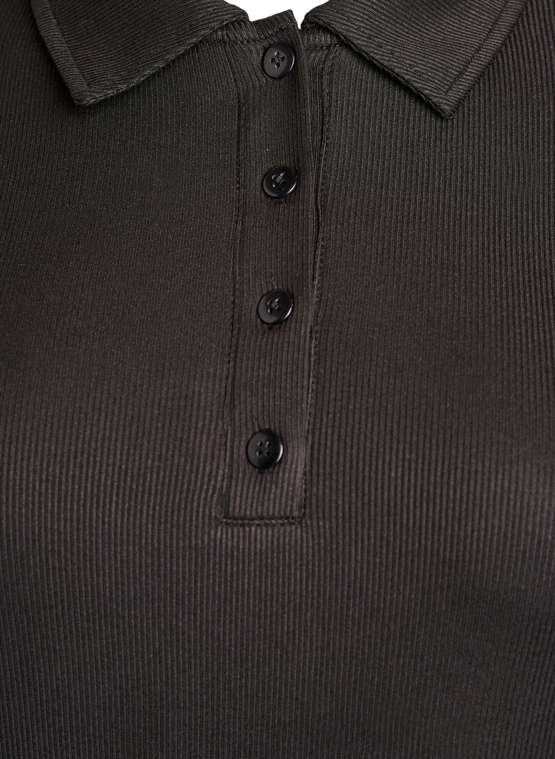 Zizzi Pik&eacute;tr&ouml;ja i mjuk ribb med l&aring;nga &auml;rmar, Svart, Packshot image number 2