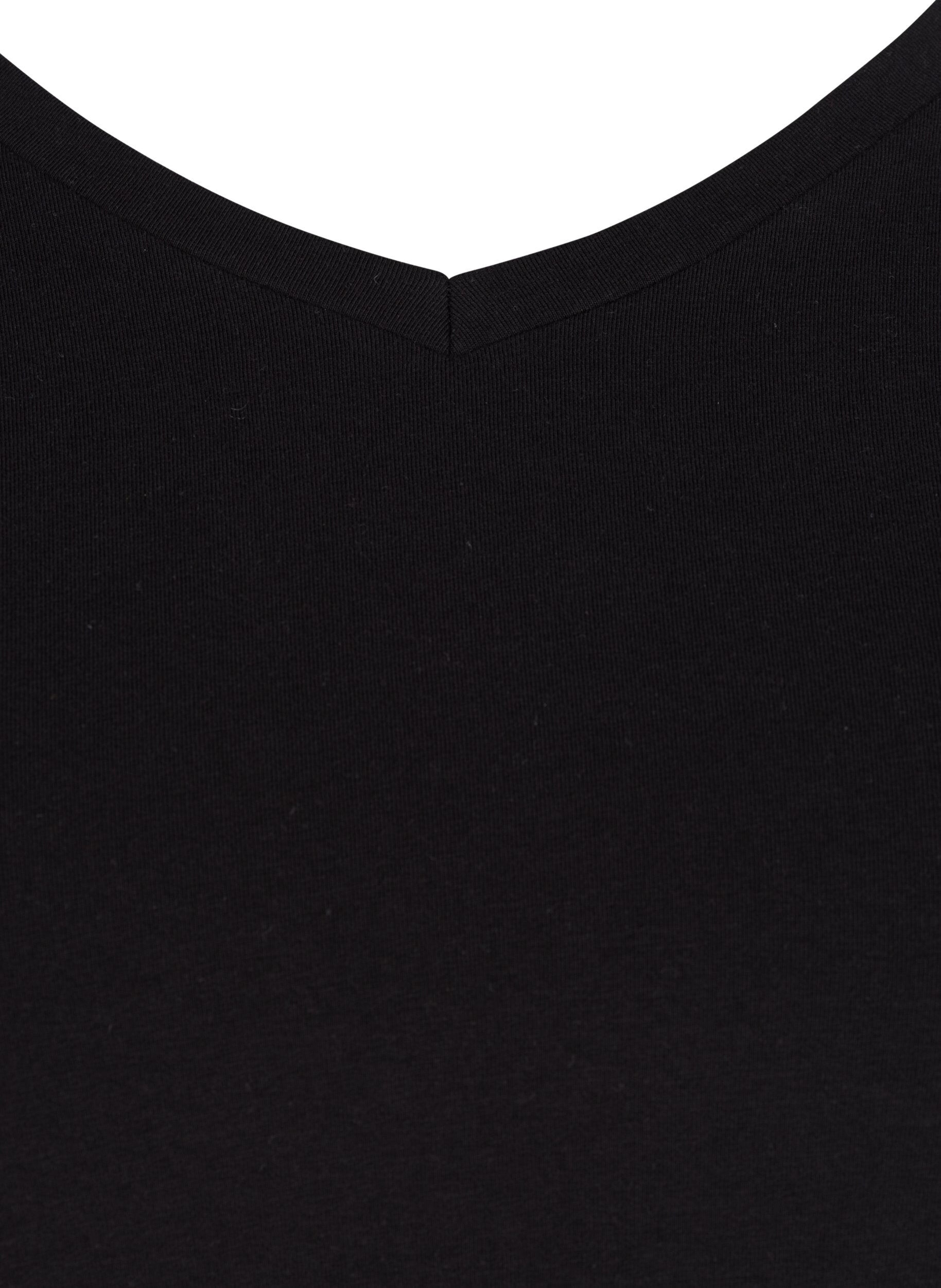 ZizziEnf&auml;rgad t-shirt i bomull, Svart, Packshot image number 2
