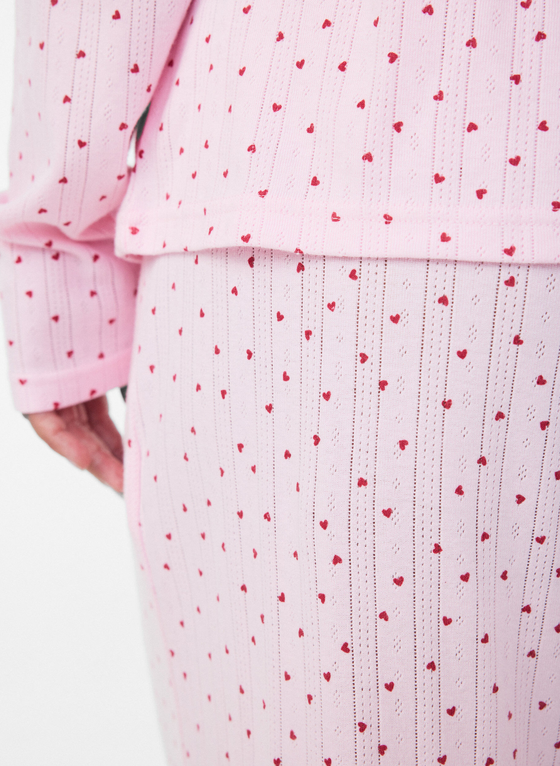 ZizziPyjamabyxor i ekologisk bomull med h&aring;lbrodyr, Rosa, Model image number 4
