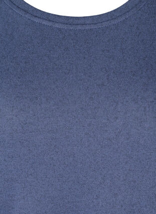 Blus med 3/4 ärmar och knappar, Crown Blue Melange, Packshot image number 2