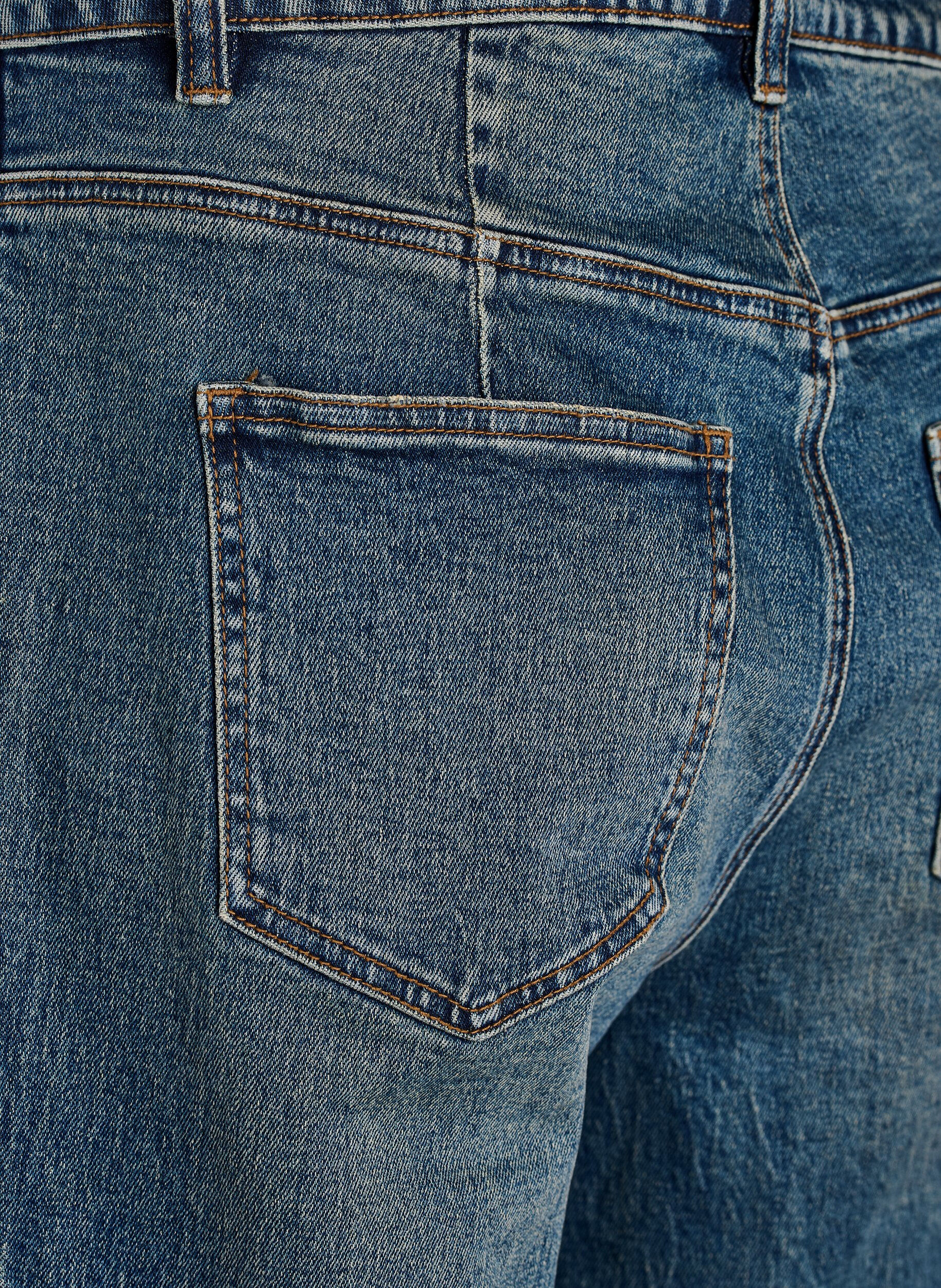 ZizziBarrel fit jeans med sliten tv&auml;tt, Bl&aring;, Packshot image number 4