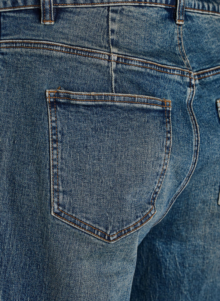 Barrel fit jeans med sliten tv&auml;tt, Bl&aring;, Packshot