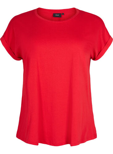 Kortärmad t-shirt i bomullsmix, Tango Red, Packshot image number 0