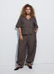 Rutig blus med br&ouml;stfickor, Brun, Model image number 1