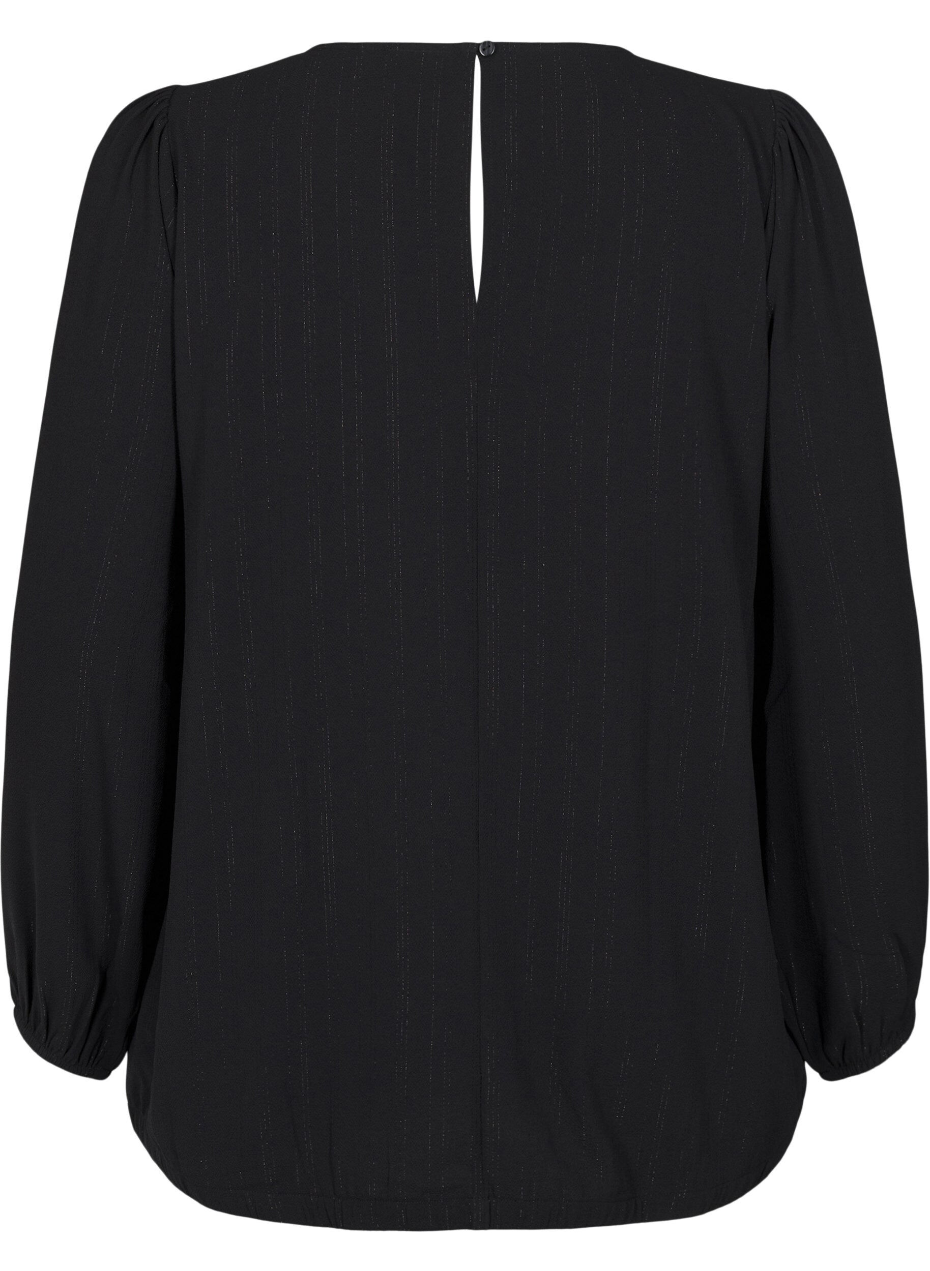 Zizzi Blus med silverglitter, Svart, Packshot image number 1