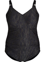 Baddr&auml;kt med omlottdetalj och blommig ton-i-ton-struktur, Gr&aring;