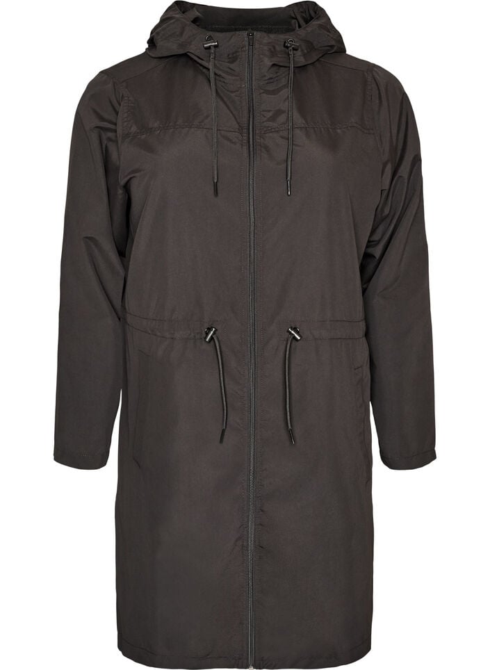 L&auml;ttviktig parkas med huva, Svart, Packshot image number 0