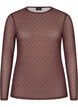 Blus i mesh med tryck, Brun, Packshot image number 0