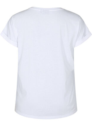 Kortärmad t-shirt i bomullsblandning, Bright White, Packshot image number 1