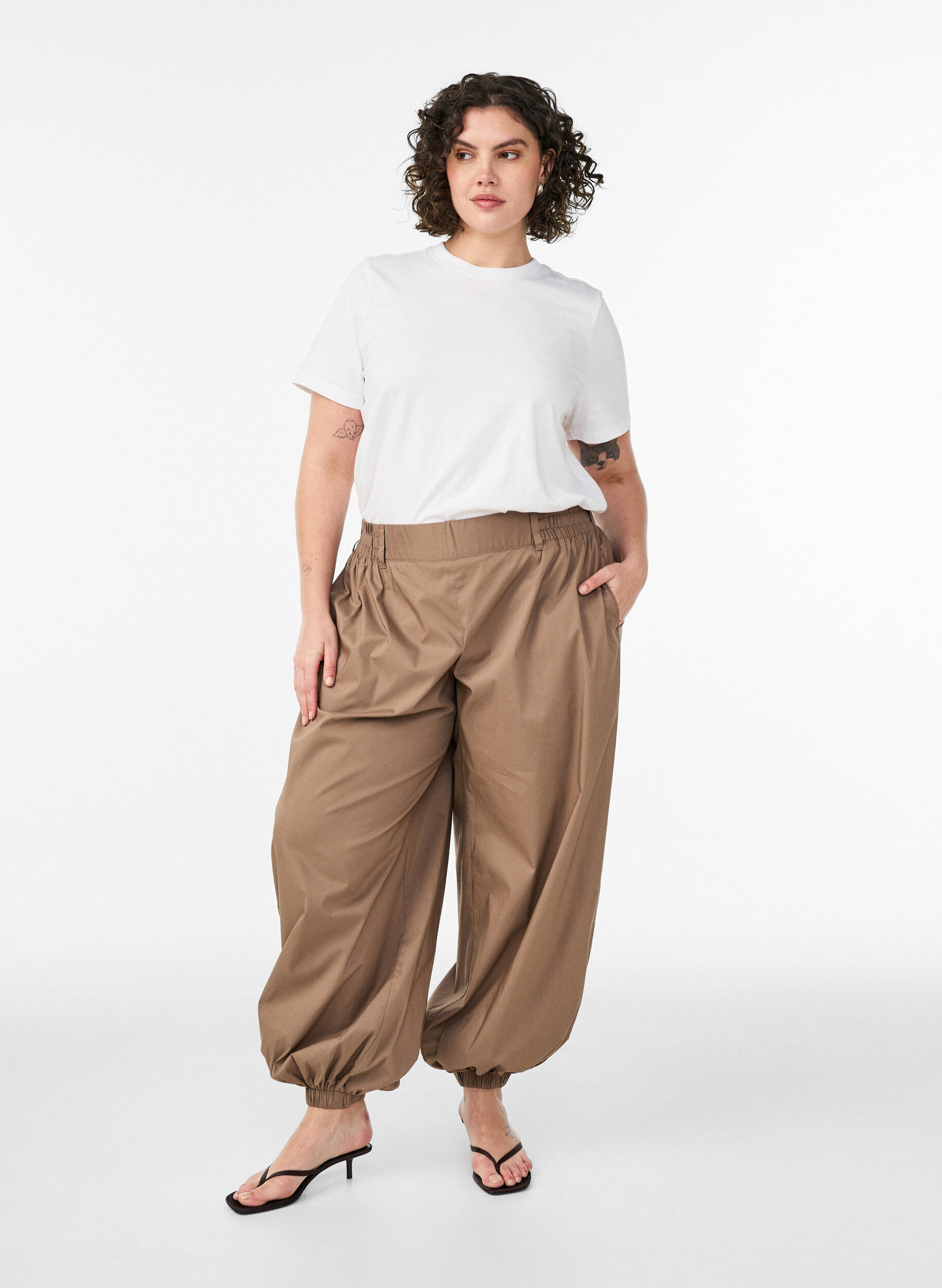 ZizziT-shirt i bomull med tryck, Vit, Model image number 1