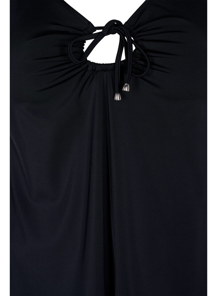 Enfärgad tankini med snörningsdetaljer, Black, Packshot image number 2
