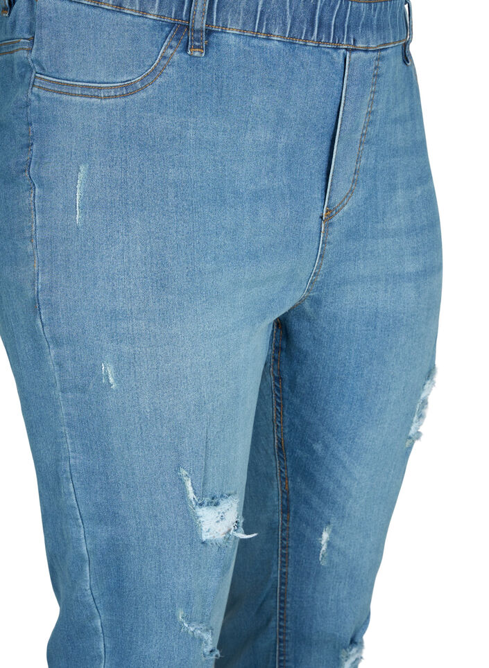 Jeggings med slitna detaljer, Blue denim, Packshot image number 2