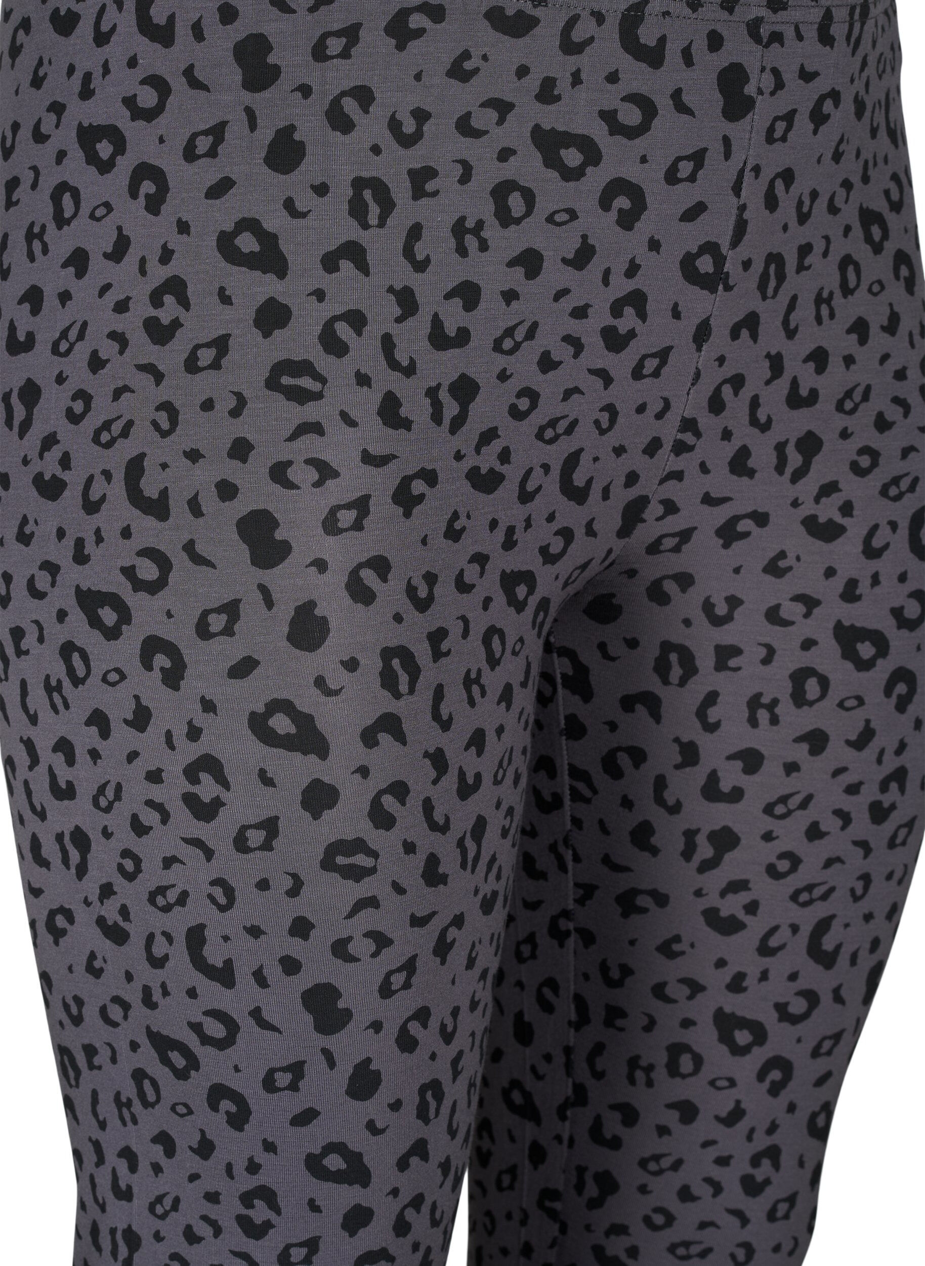 Zizzi Viskos leggings med leopardm&ouml;nster, Gr&aring;, Packshot image number 2