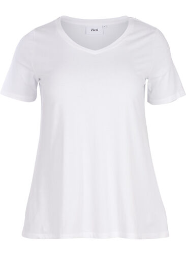 Enfärgad t-shirt i bomull, Bright White, Packshot image number 0