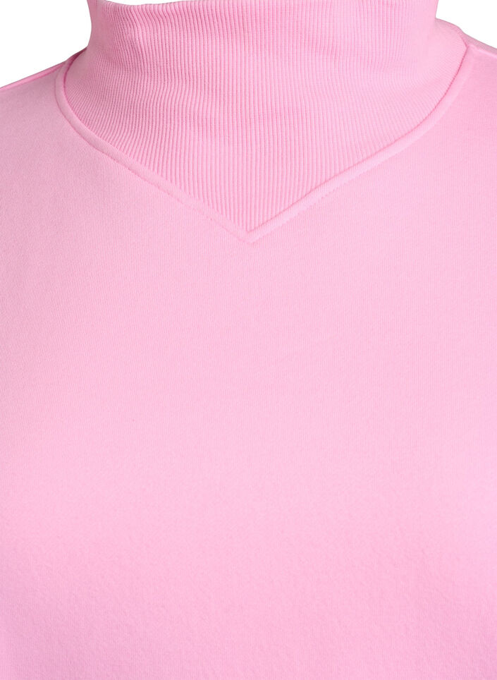 Sweatshirt med hög krage och långa ärmar, Rosa, Packshot image number 2