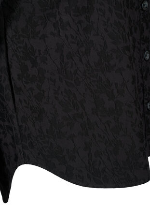 Skjortjacka i viskos med ton-i-ton-mönster, Black, Packshot image number 3
