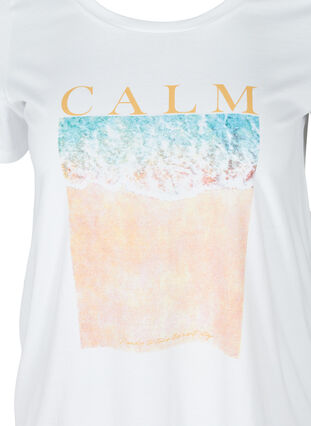 T-shirt i bomull med tryck, Bright White CALM, Packshot image number 2