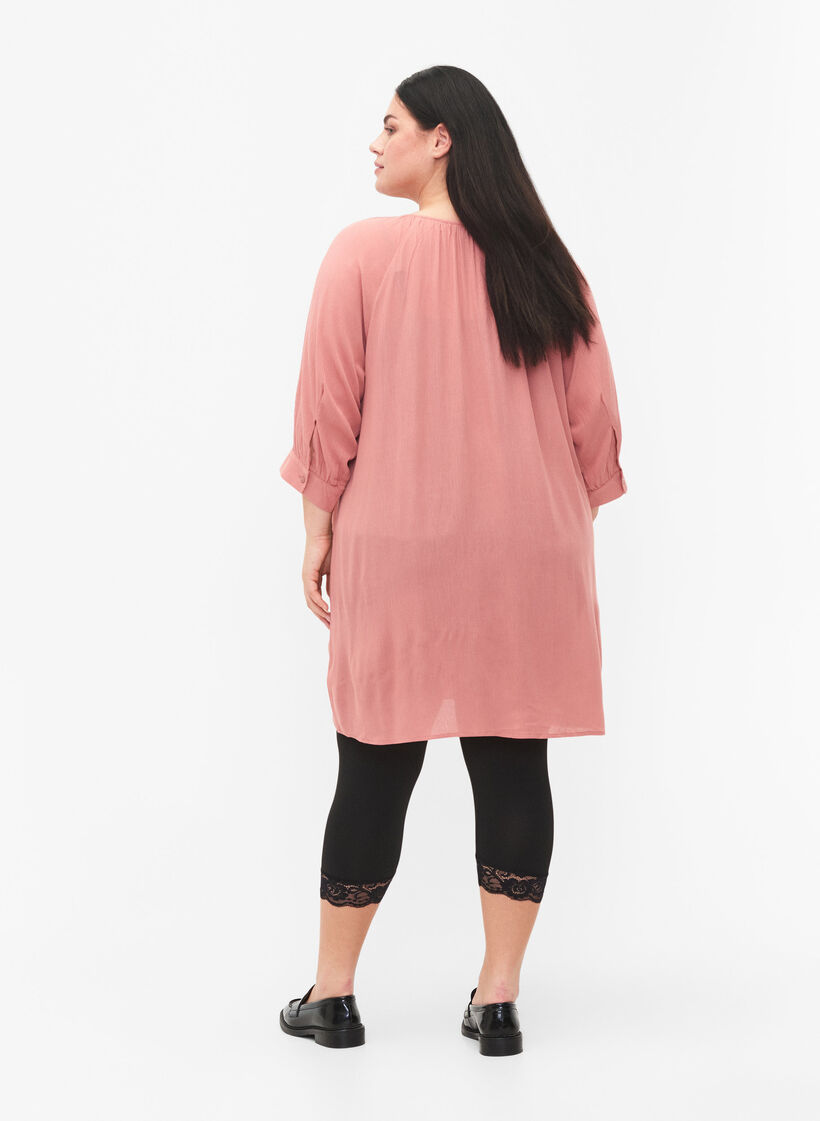 2-pack 3/4-leggings med spetskant, Black / Black, Model image number 1