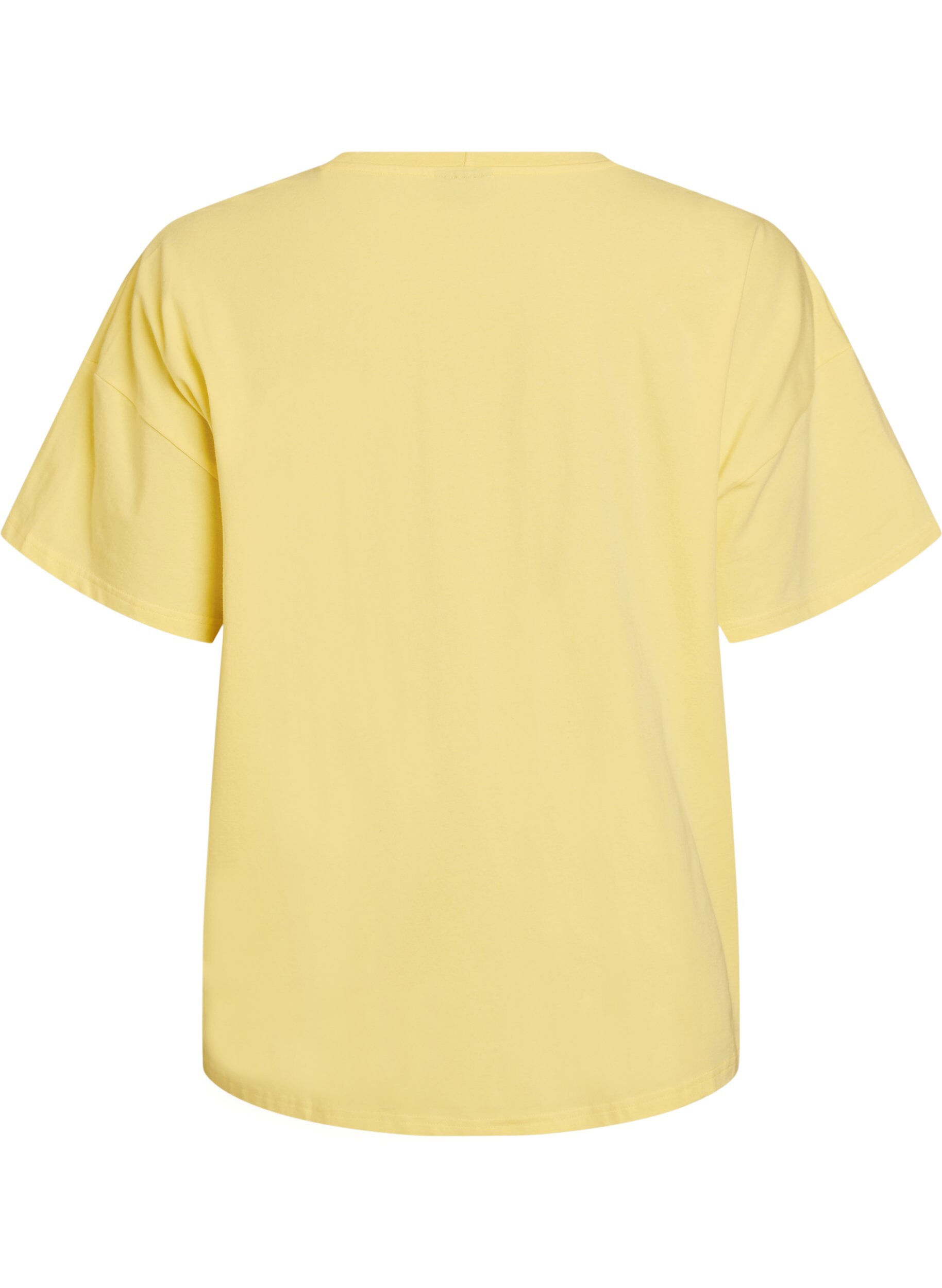 ZizziT-shirt i ekologisk bomull med ett litet motiv framtill, Gul, Packshot image number 1
