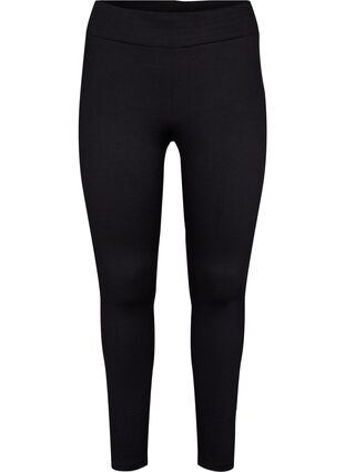 Ribbade leggings med stretch, Black, Packshot image number 0