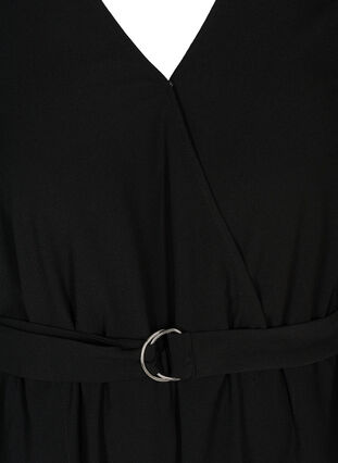 Kortärmad klänning med v-ringning, Black, Packshot image number 2