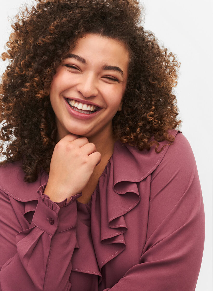 Långärmad blus med volang, Renaissance Rose, Model image number 2