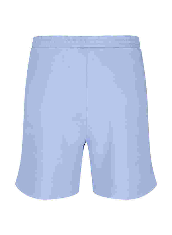 Shorts i sweatshirtmaterial med texttryck, Blue Heron, Packshot image number 1