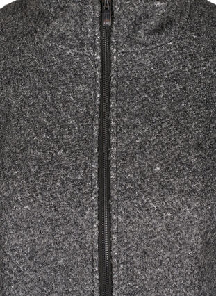 Kappa med ull och dragkedja, Dark Grey Melange, Packshot image number 2