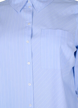 Skjorta i bomullsmix, Blue w. White Stripe, Packshot image number 2