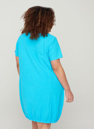 Kortärmad klänning i bomull, River Blue, Model image number 1