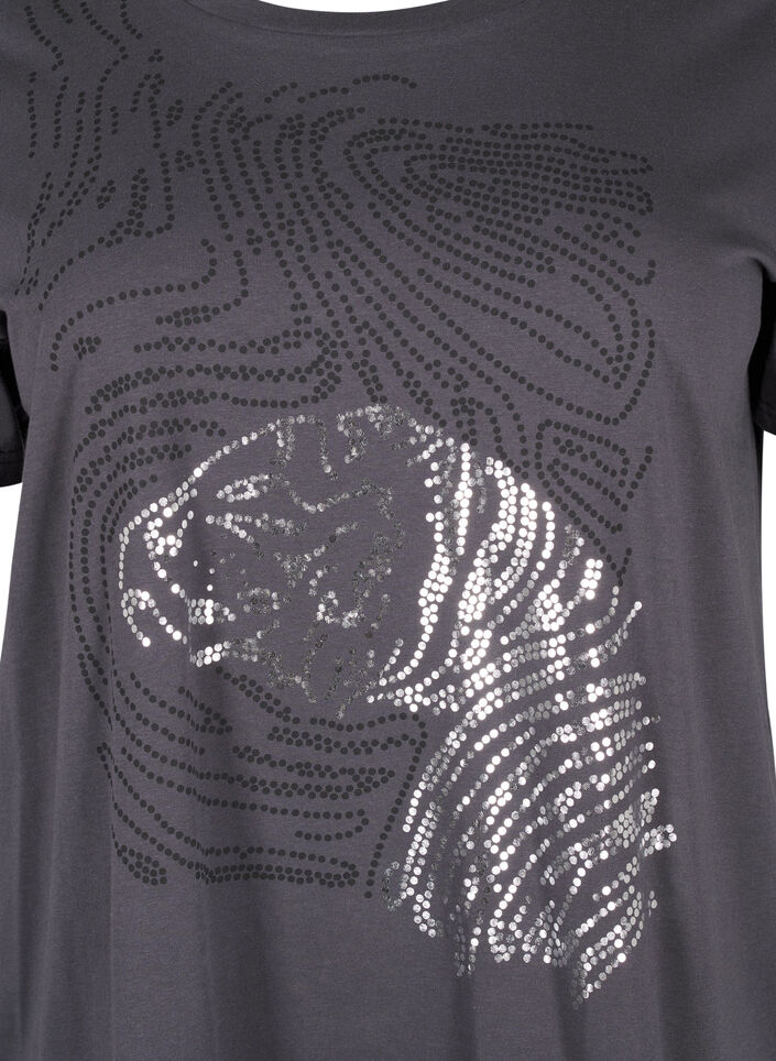 T-shirt i bomull med tryck, Asphalt w. Tiger, Packshot image number 2